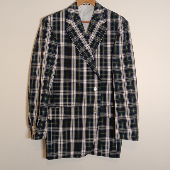Vintage Albert Ltd Cotton Seersucker Plaid Sportcoat Blazer
